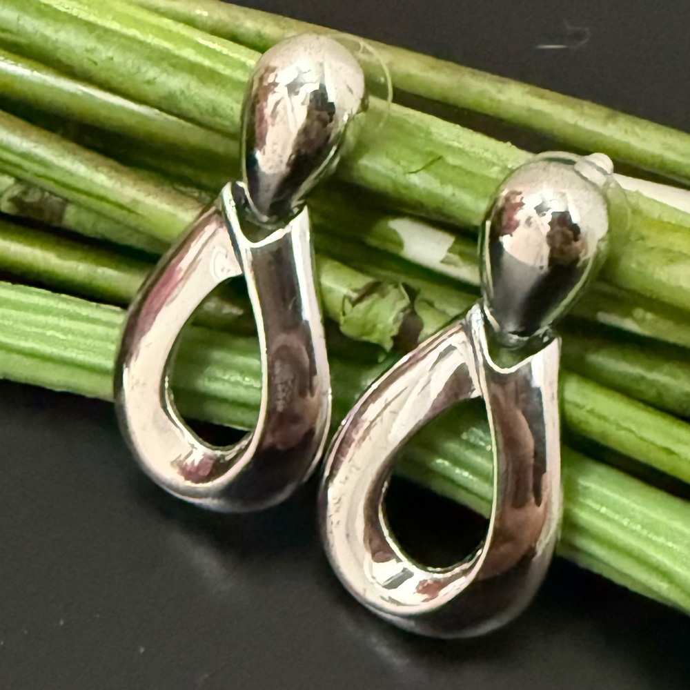 GIVENCHY Signed Silver-tone Doorknocker Statement Earrings 13g.